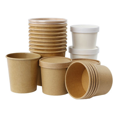 Tazas de papel disponibles del cubo de las gachas de avena de la taza de la sopa alrededor de 16oz con los cuencos de los tallarines de la tapa
